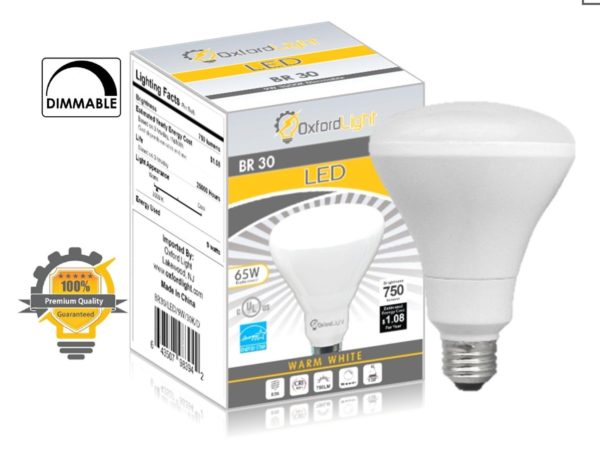 Oxford Light BR30 LED Bulb, 9W (65W equivalent), 3000K (Soft White Glow), Wide Flood Light Bulb, 120° Beam Angle, Medium Base (E26), Dimmable, UL-Listed - Image 2