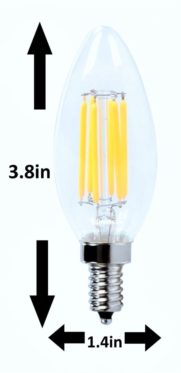 OXFORD LIGHT, 60 watt LED Candelabra Bulbs, B10 LED Bulb, 6 Watt, LED Filament Bulb, 2700K, DIMMABLE, LED Light Bulbs Candelabra Base, Chandelier LED, E12 Led Bulb, Candelabra LED Bulbs - Image 6