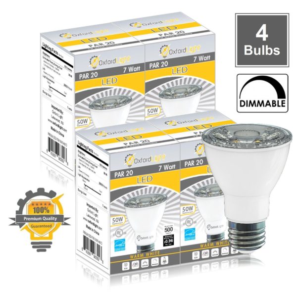 Oxford Light PAR20 Dimmable LED Bulb, 7W (50W equivalent), 3000K (Soft White Glow), CRI90+, Flood Light Bulb, 40° Beam Angle, Medium Base (E26), ENERGY STAR & UL Listed (4-Pack) - Image 2